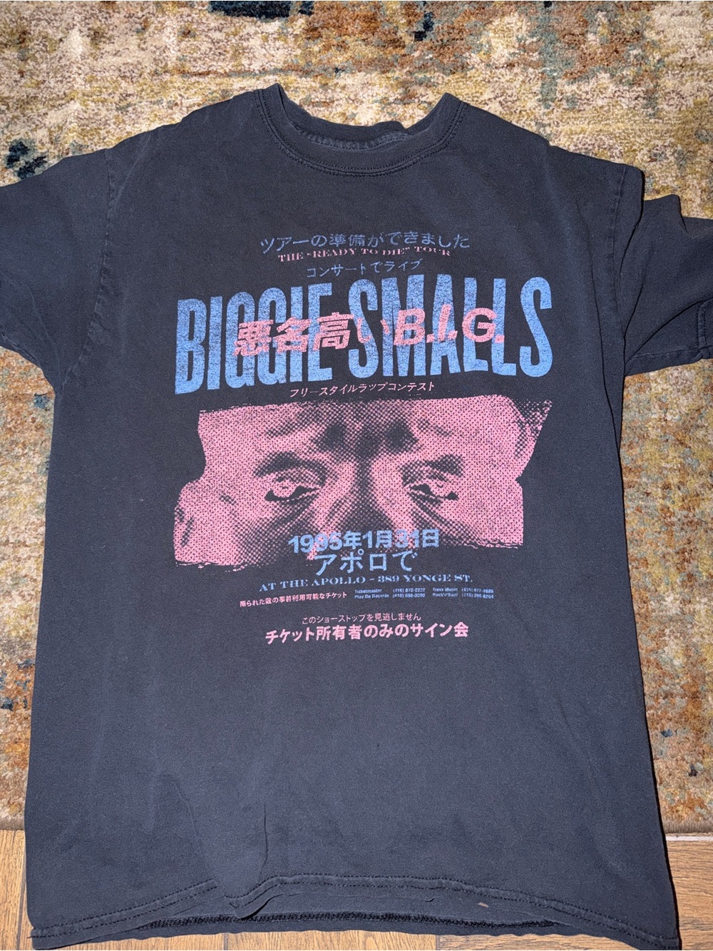 Biggie Smalls Graphic Tee - Black‎ with Pink & Blue Print